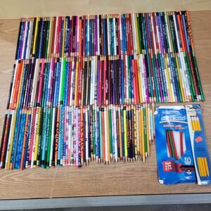 239pc Pencil Lot Mostly Unsharpened Military Politics Religious Advertising VTG